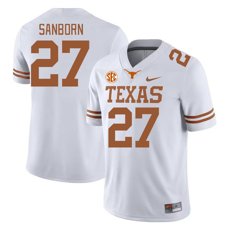 Texas Longhorns #27 Ryan Sanborn SEC Conference College Football Jerseys Stitched Sale-White
